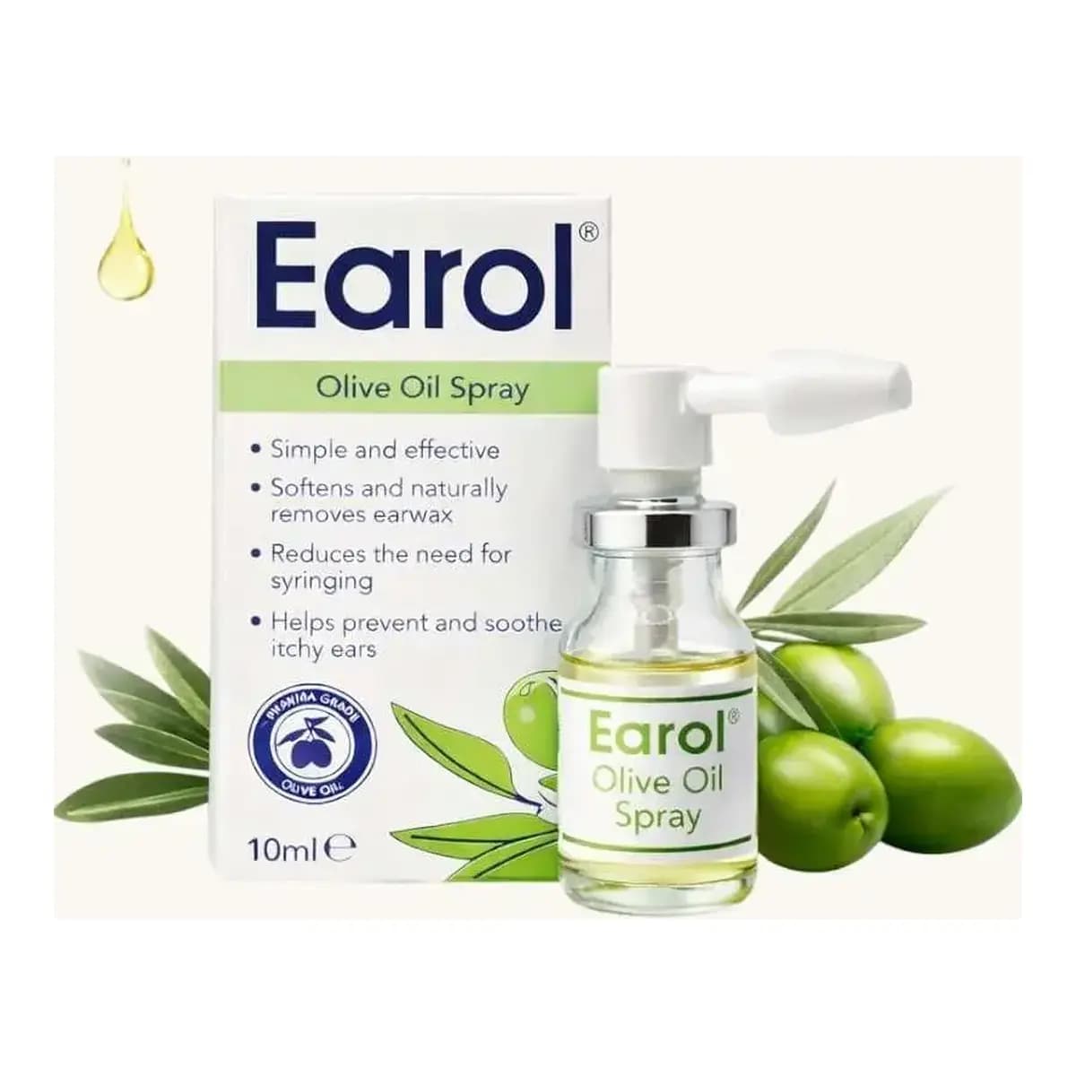 Earol Olive Oil Ear Spray 10ml front packaging